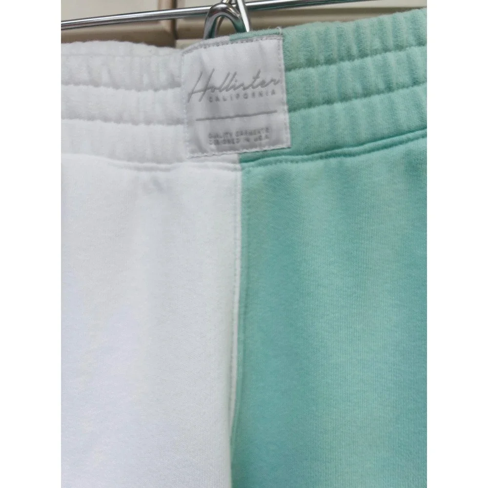 Hollister Y2K Women Mint Green White Colorblock Cropped‎ Zip Hoodie & Joggers